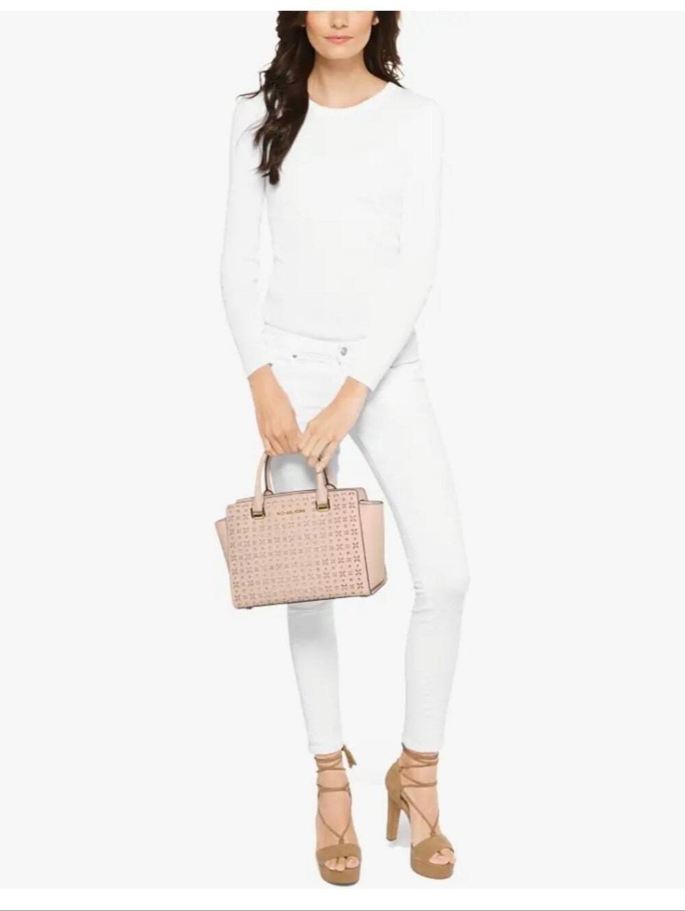 Michael Kors Blush Pink Selma Saffiano Satchel with Shoulder Strap - Picture 2 of 7